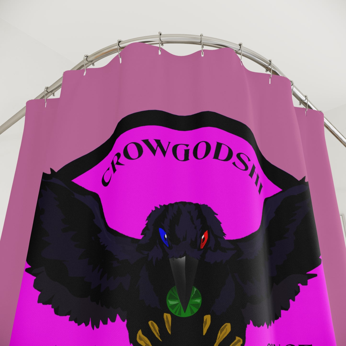 Crowgodshi First Generation Shower Curtain, PINK LOGO