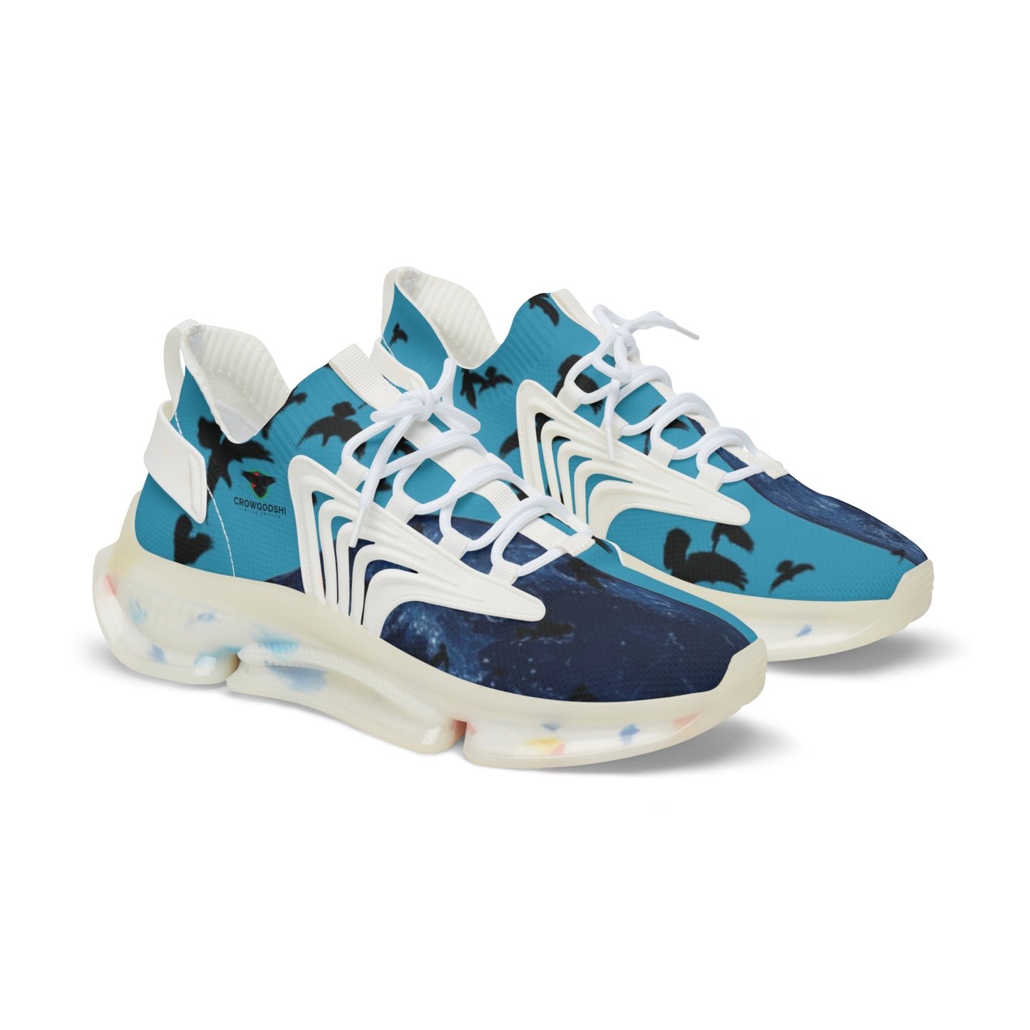 Crowgodshi Mesh Sneakers with Artistic Bird Print