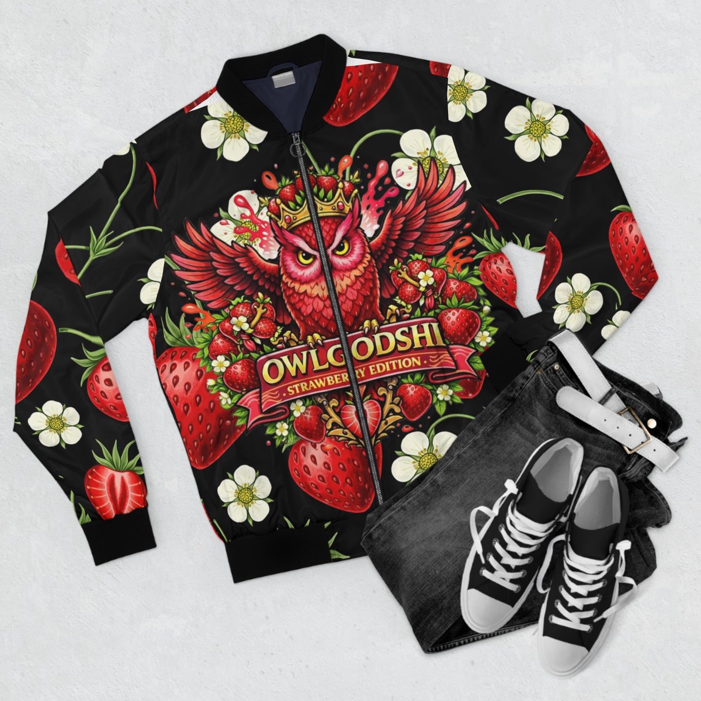 OwlGodShi  Strawberry Edition Bomber Jacket