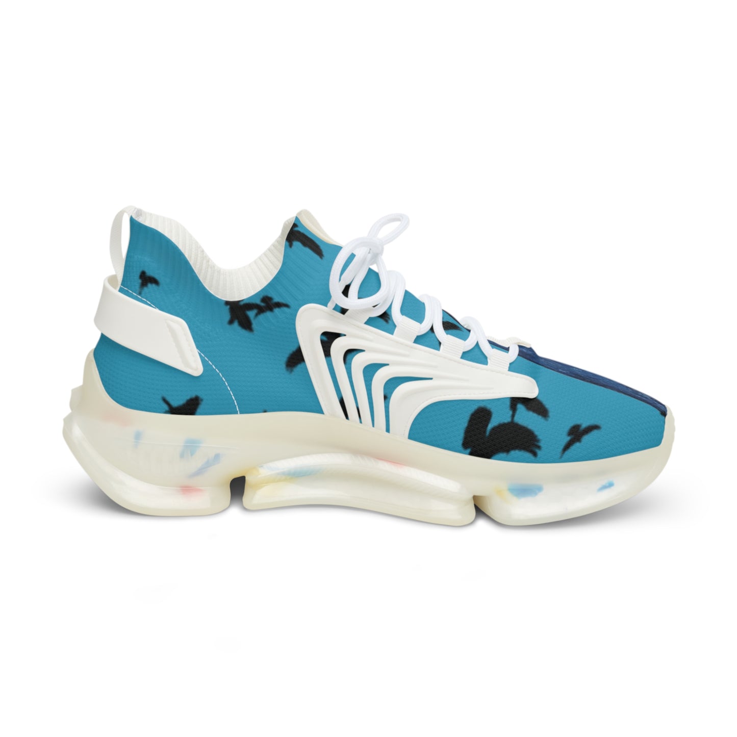 Crowgodshi Mesh Sneakers with Artistic Bird Print