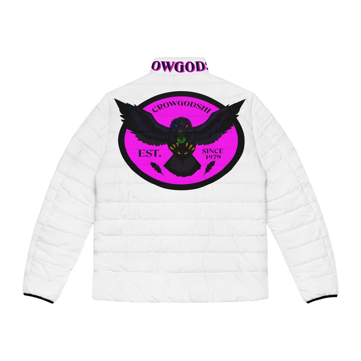 Men's 3rd GEN Puffer Jacket, WHITE W/ PINK LOGO
