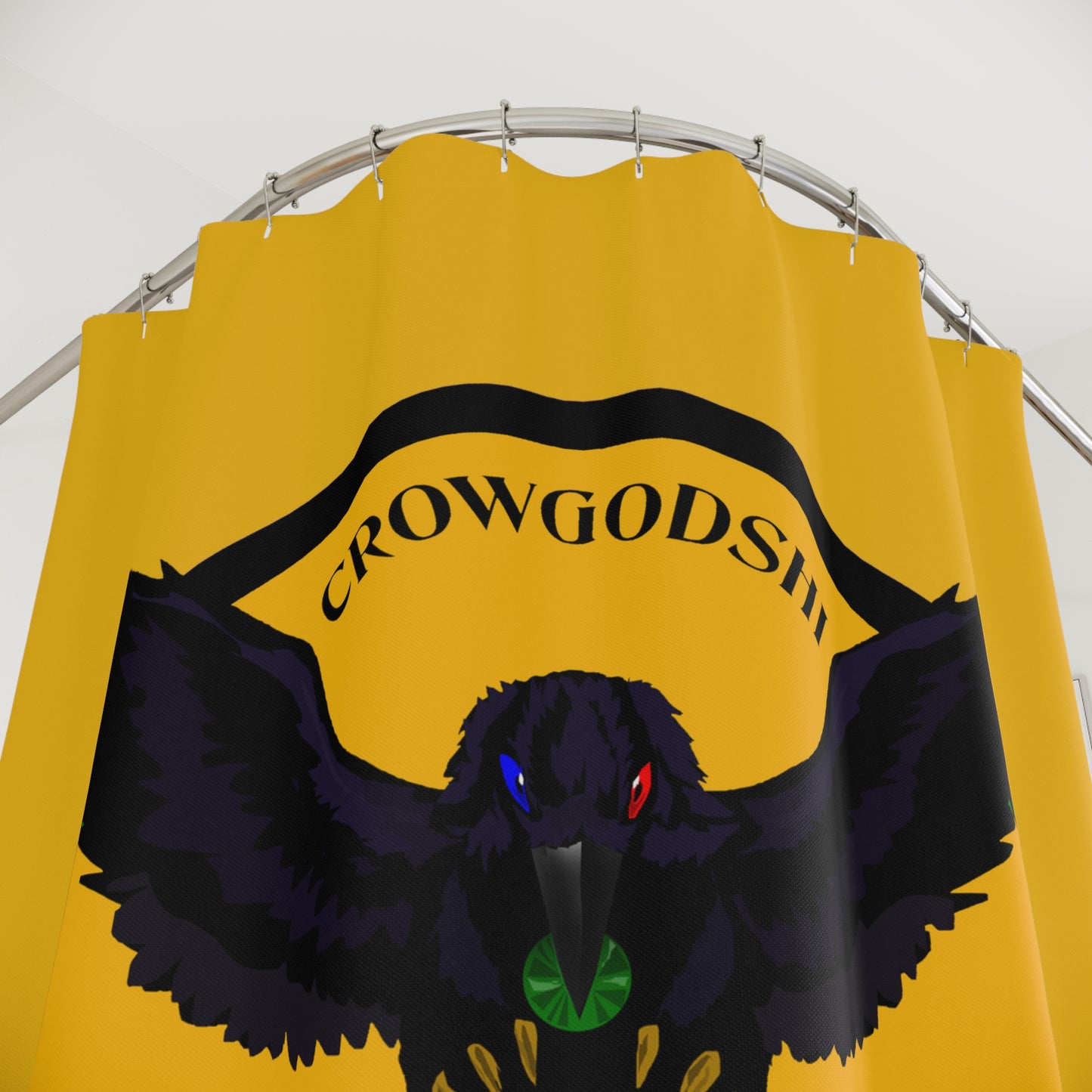 Crowgodshi First Generation Shower Curtain, GOLD LOGO