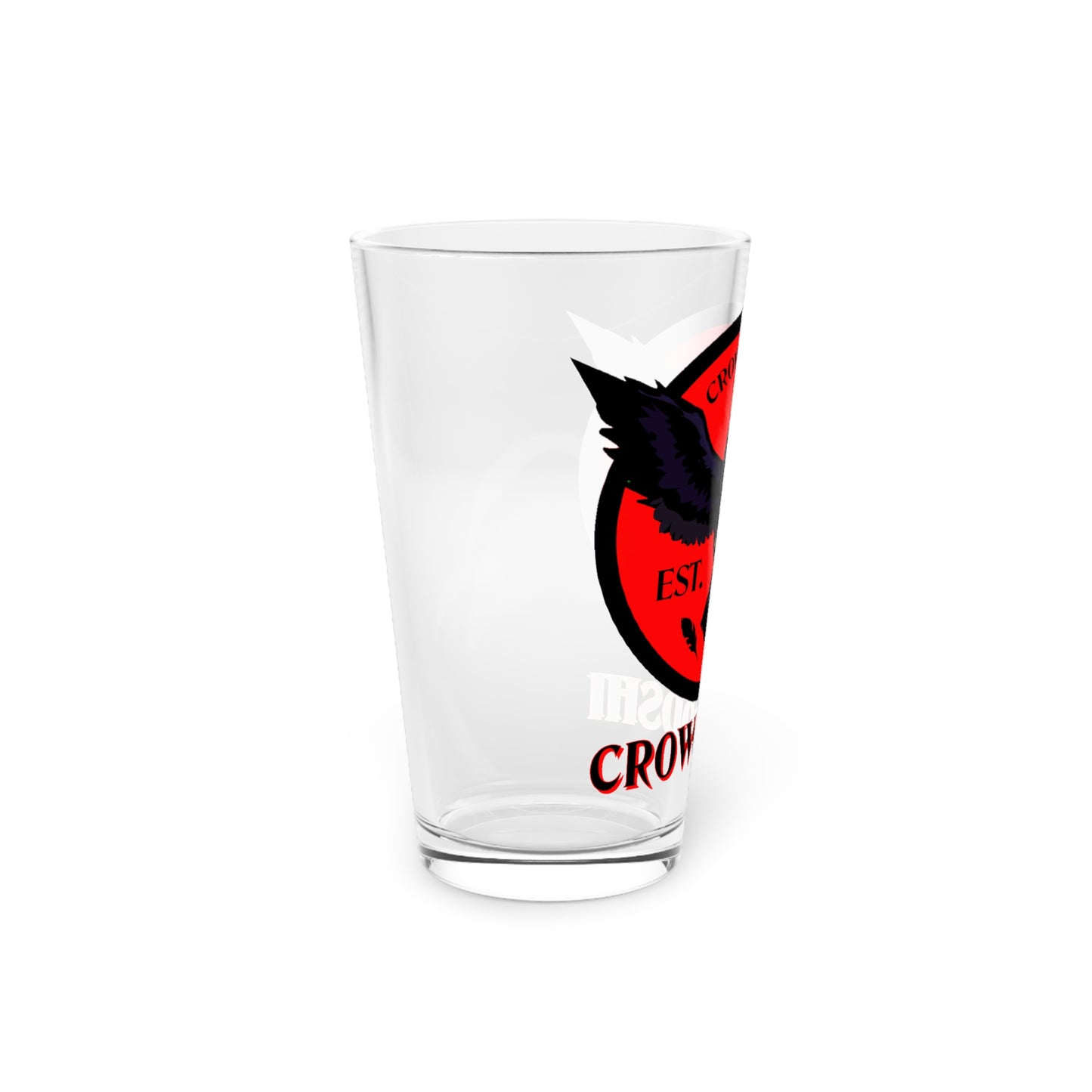 Red Logo Crowgodshi Pint Glass, 16oz