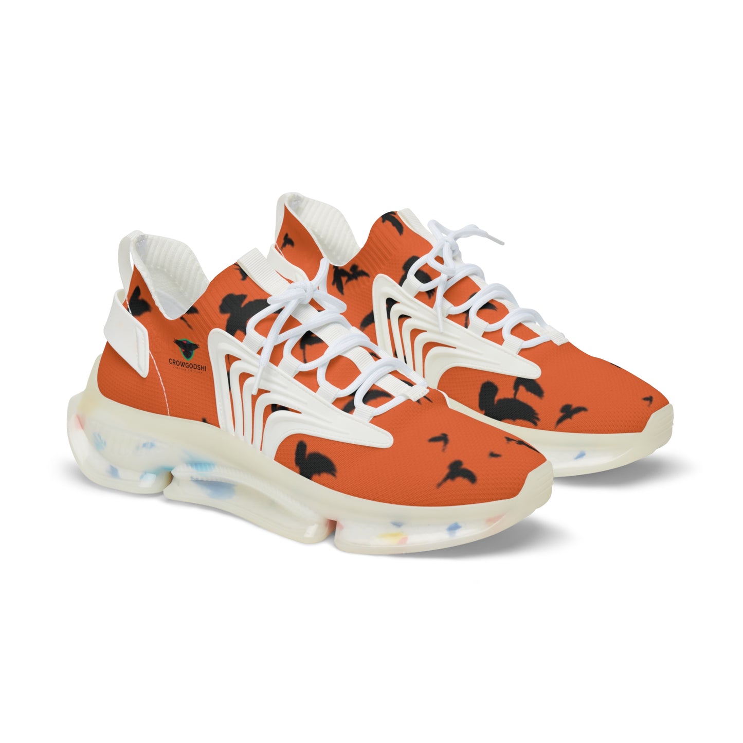 Crowgodshi Mesh Sneakers with Artistic Bird Print