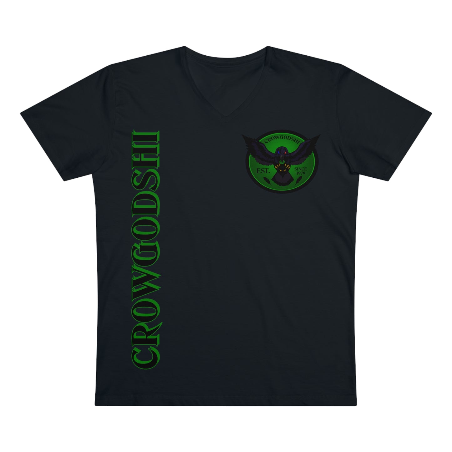 Crowgodshi Designer First Generation Men’s Presenter V-neck, GREEN LOGO