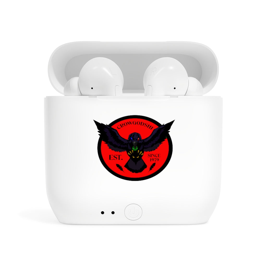 Crowgodshi Designer Essos Wireless Earbuds, RED LOGO