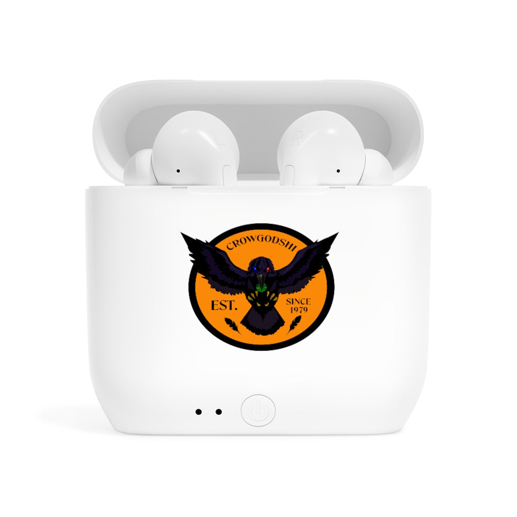 Crowgodshi Designer Essos Wireless Earbuds, ORANGE LOGO