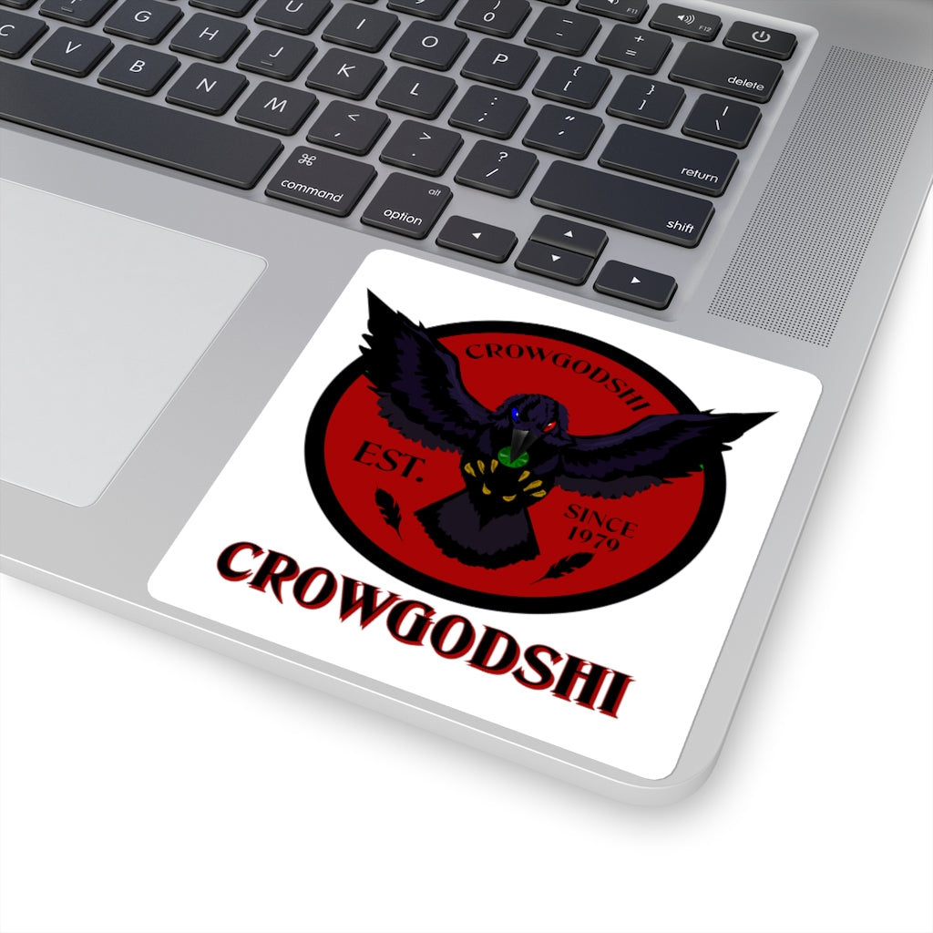 Crowgodshi Square Stickers, BURGUNDY LOGO