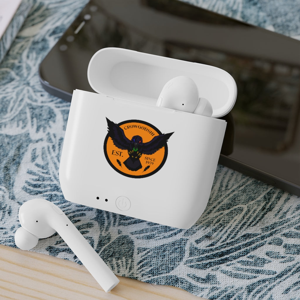 Crowgodshi Designer Essos Wireless Earbuds, ORANGE LOGO