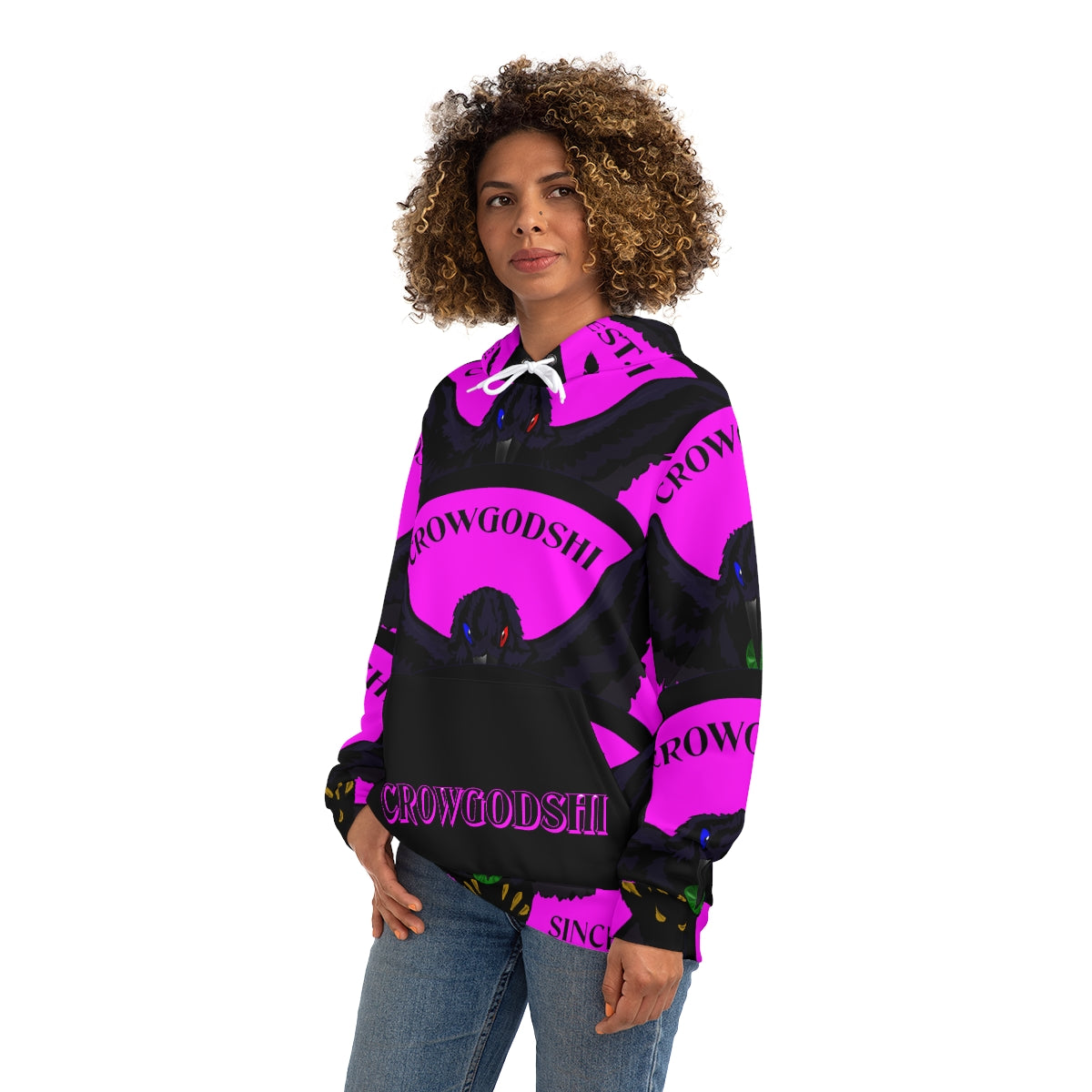 Special Edition Crowgodshi Designer Hoodie, PINK LOGO