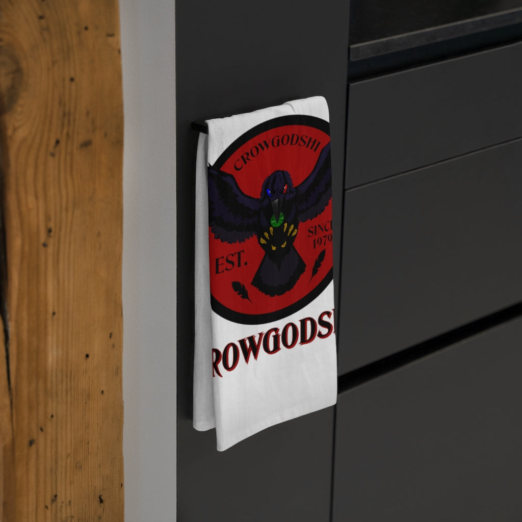 Crowgodshi Kitchen Towel, BURGUNDY LOGO