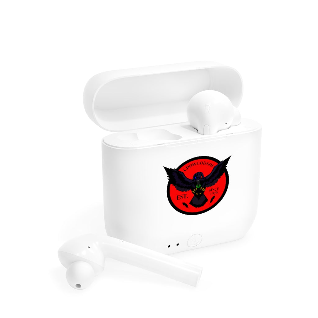 Crowgodshi Designer Essos Wireless Earbuds, RED LOGO