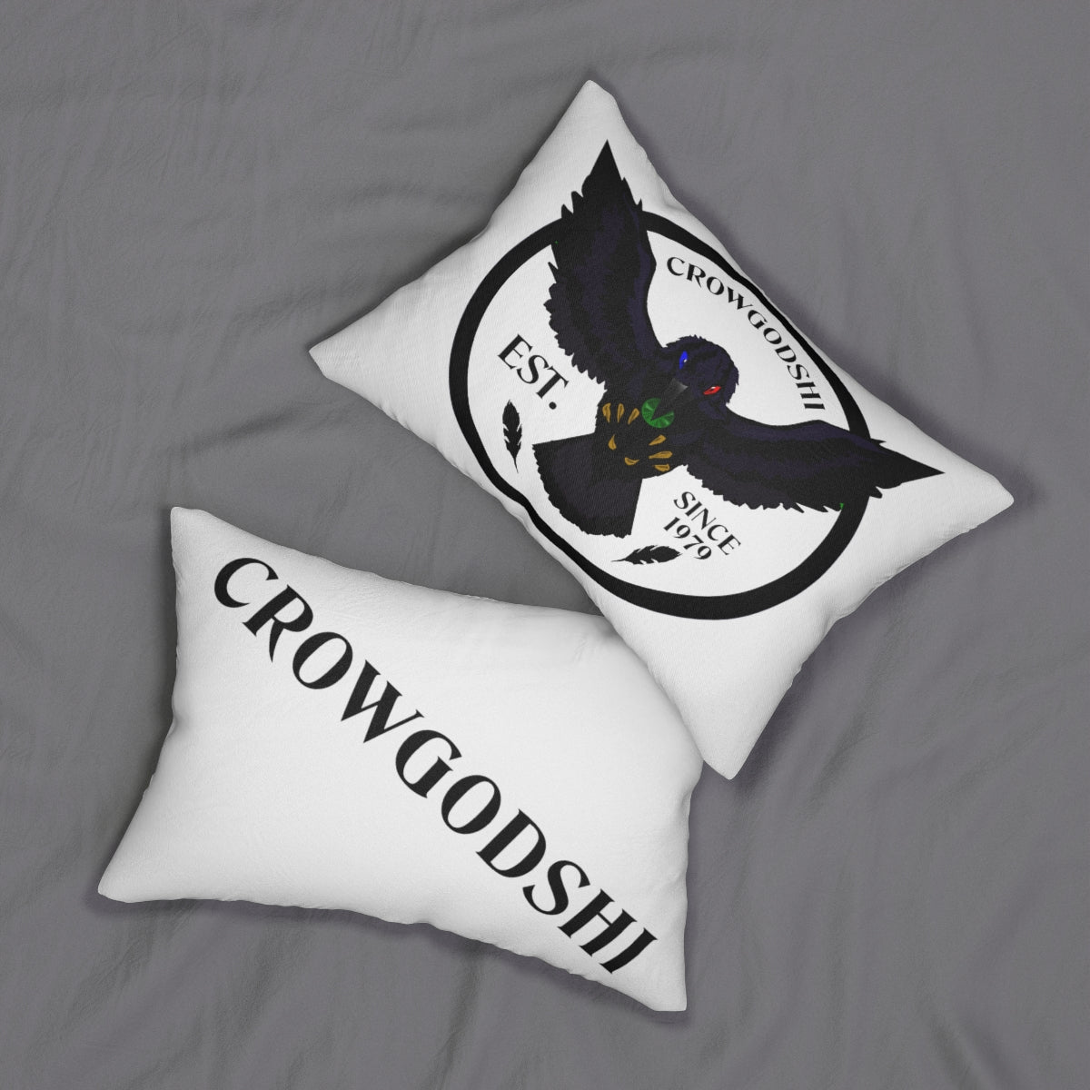 Crowgodshi First Generation Lumbar Pillow, WHITE LOGO