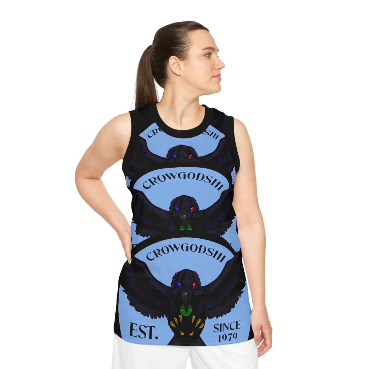 Special Edition Crowgodshi Designer Basketball Jersey, CAROLINA BLUE LOGO