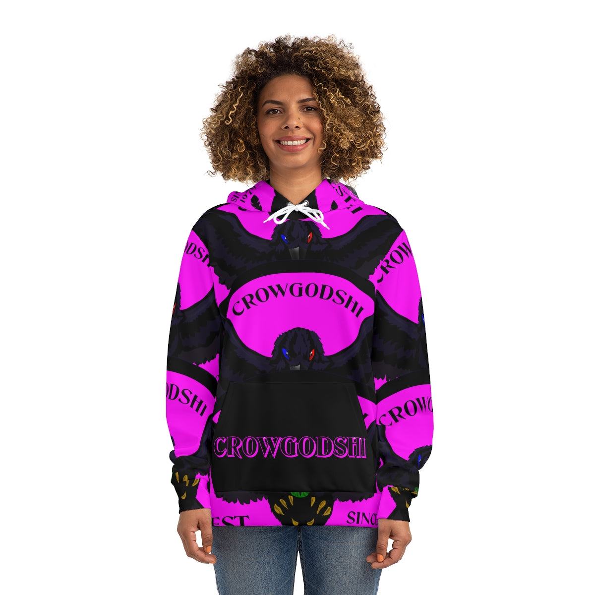 Special Edition Crowgodshi Designer Hoodie, PINK LOGO