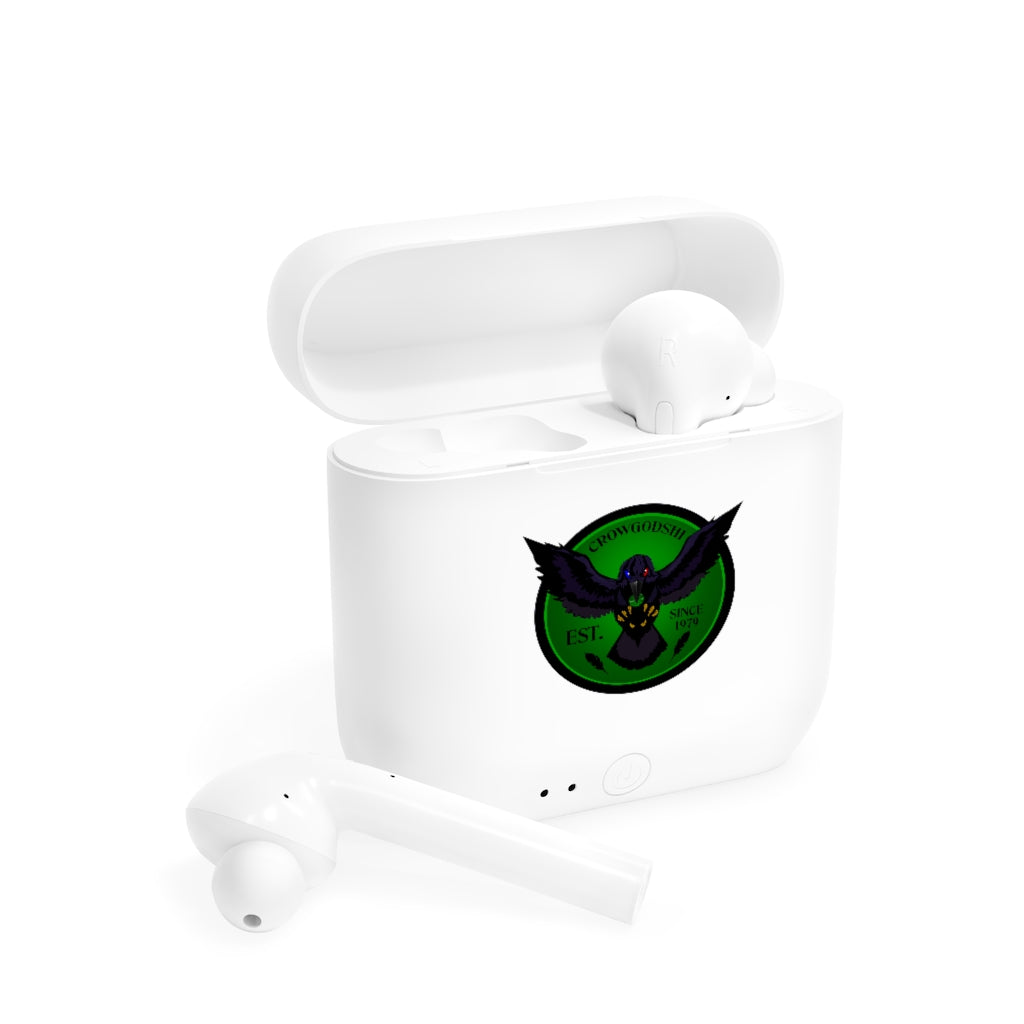 Crowgodshi Designer Essos Wireless Earbuds, GREEN LOGO