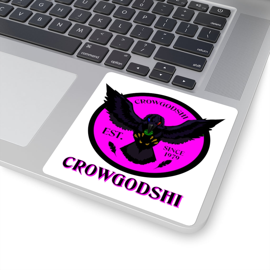 Crowgodshi Square Stickers, PINK LOGO