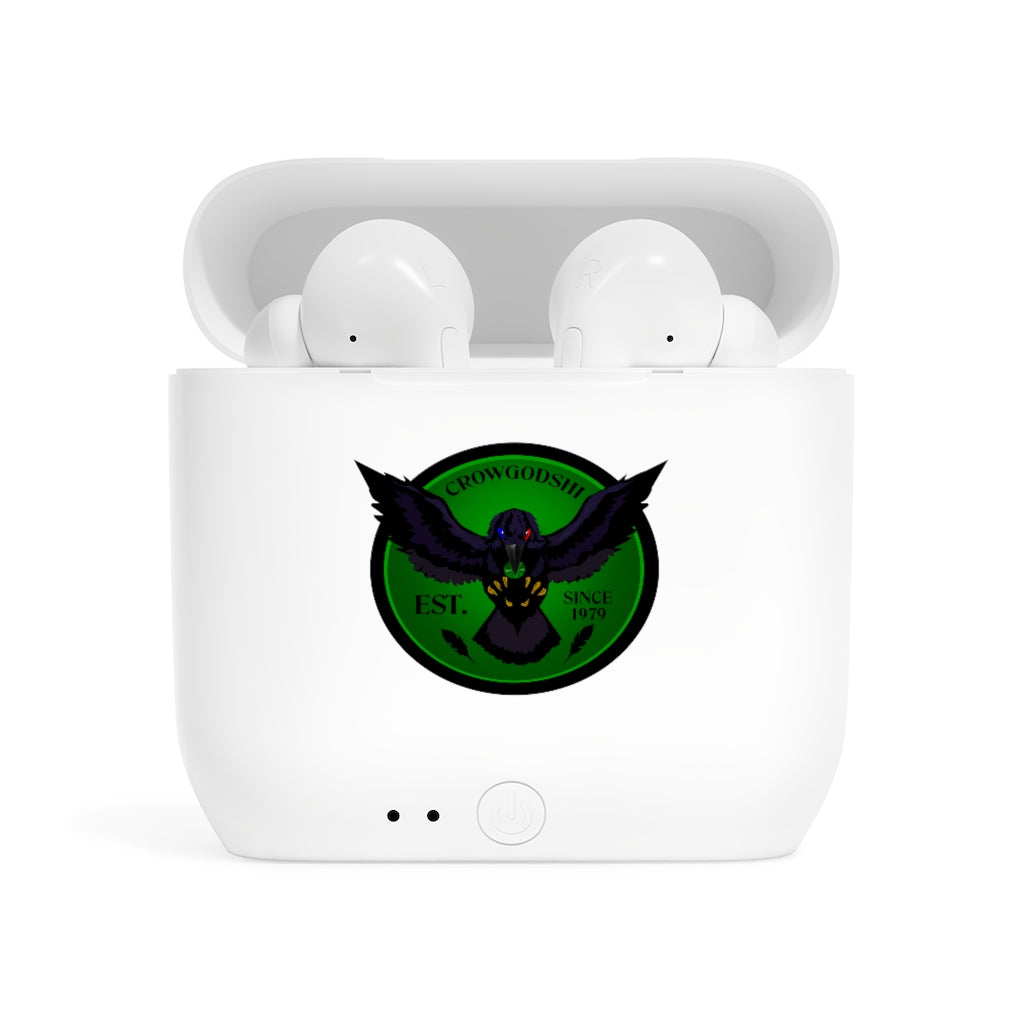 Crowgodshi Designer Essos Wireless Earbuds, GREEN LOGO