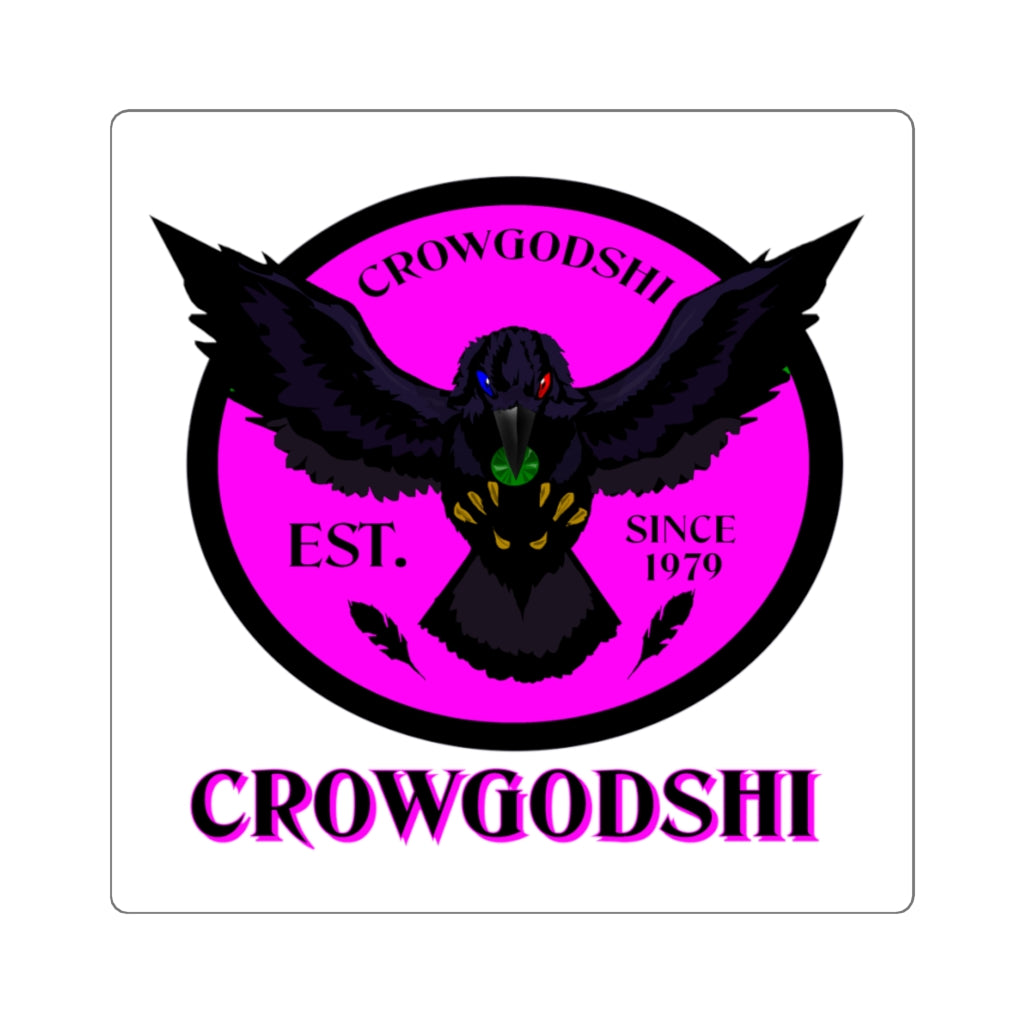 Crowgodshi Square Stickers, PINK LOGO