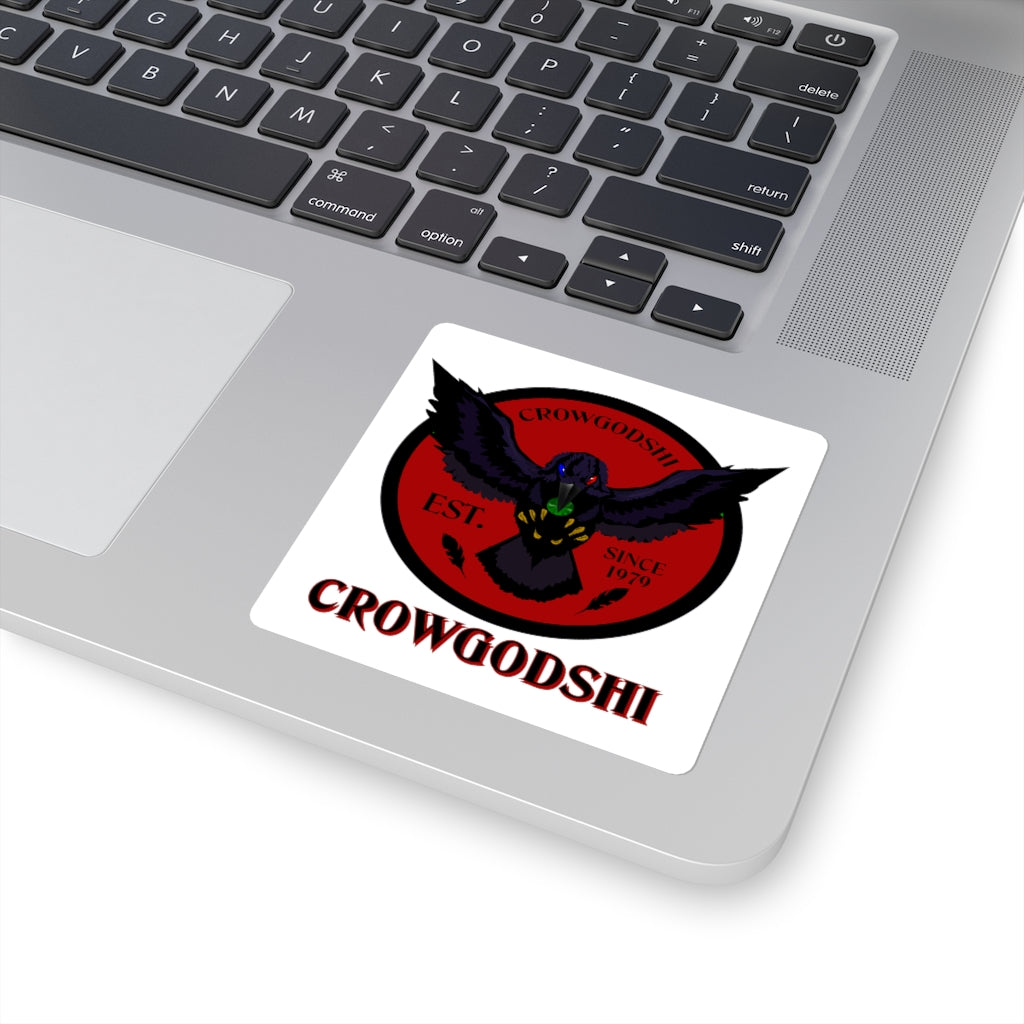 Crowgodshi Square Stickers, BURGUNDY LOGO