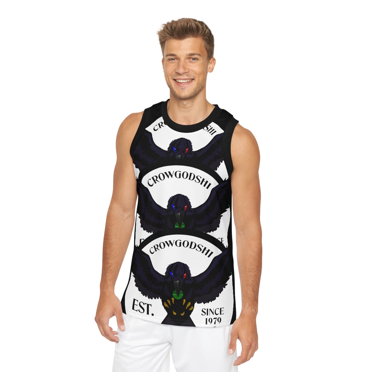 Special Edition Crowgodshi Designer Basketball Jersey, WHITE LOGO