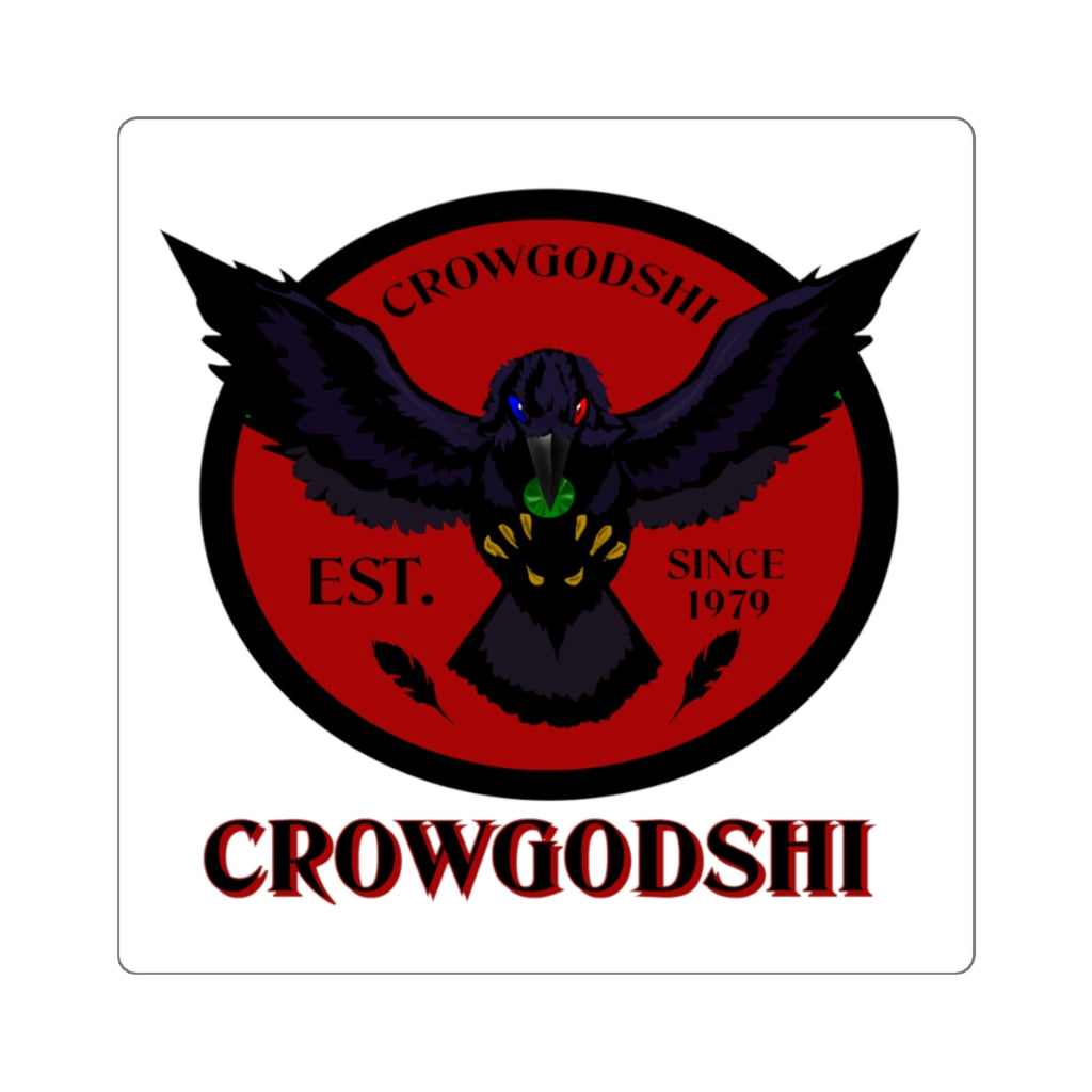 Crowgodshi Square Stickers, BURGUNDY LOGO