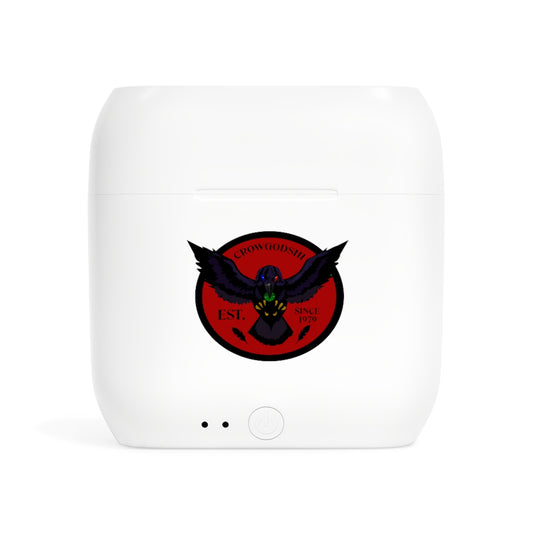 Crowgodshi Designer Essos Wireless Earbuds, BURGUNDY LOGO