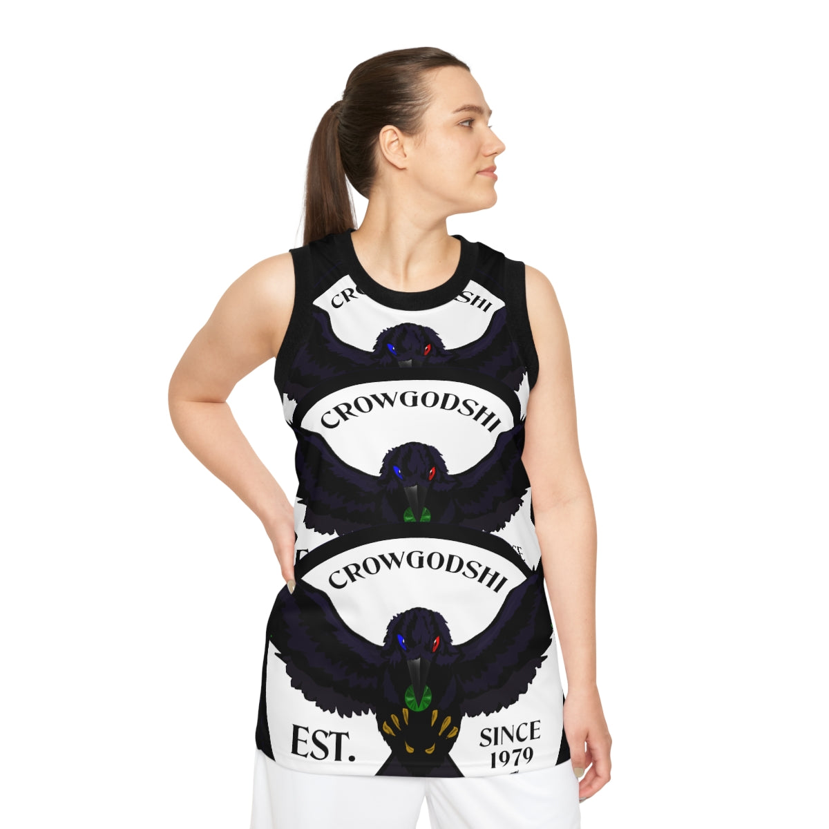 Special Edition Crowgodshi Designer Basketball Jersey, WHITE LOGO