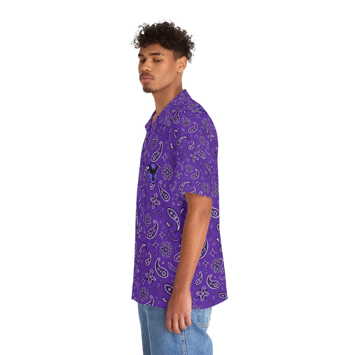 Crowgodshi Men's Purple Colors Hawaiian Shirt