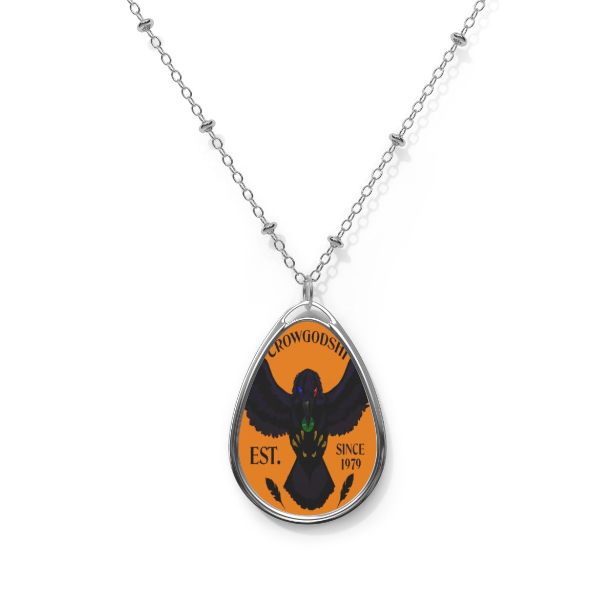 Crowgodshi Designer Oval Necklace, ORANGE