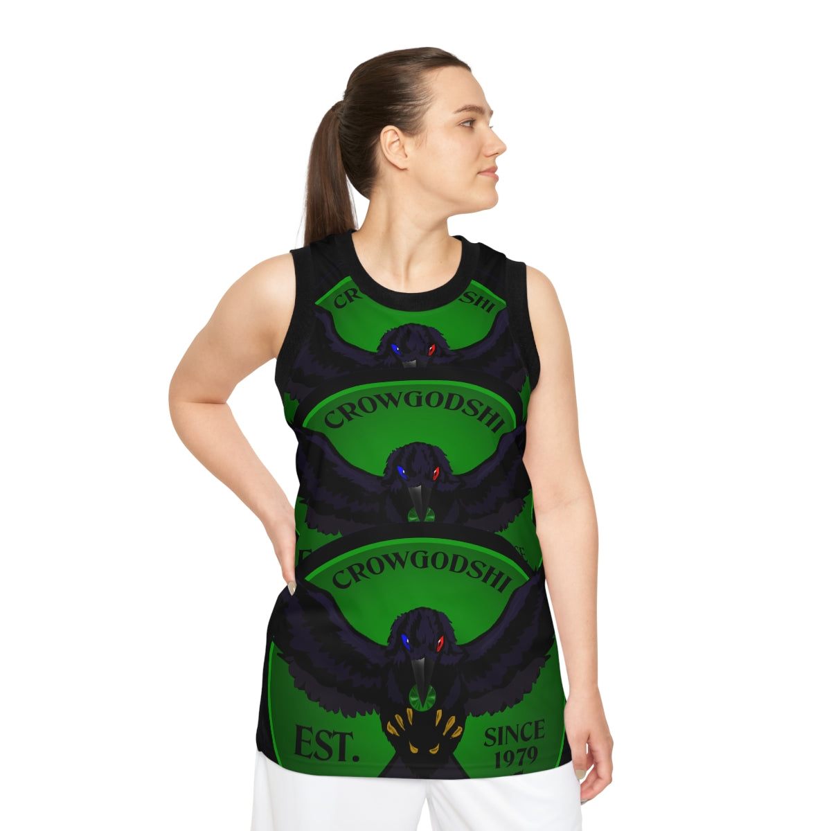 Special Edition Crowgodshi Designer Basketball Jersey, GREEN LOGO