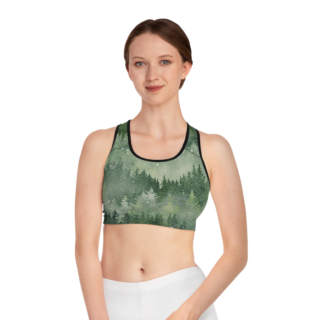 Crowgodshi Designer Forest Fog Sports Bra