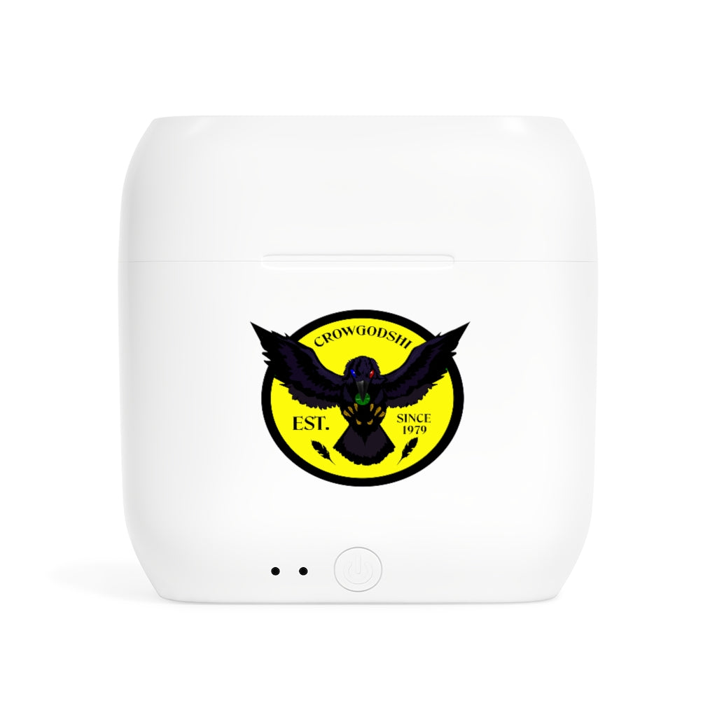 Crowgodshi Designer Essos Wireless Earbuds, YELLOW LOGO