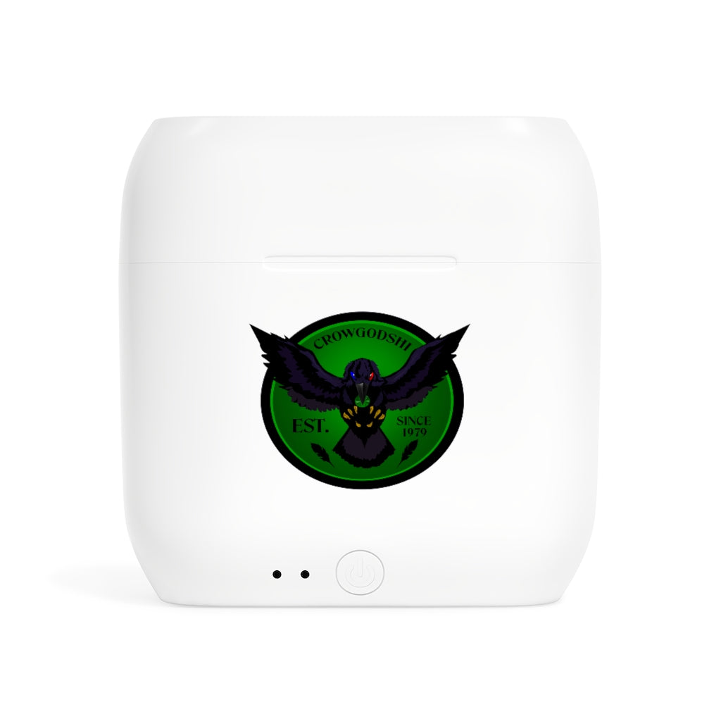 Crowgodshi Designer Essos Wireless Earbuds, GREEN LOGO