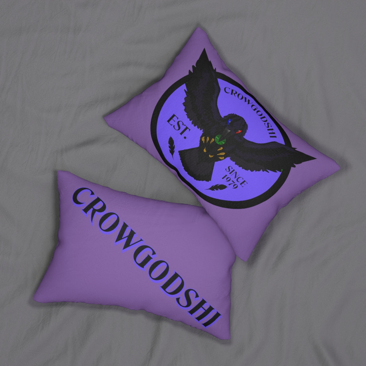 Crowgodshi First Generation Lumbar Pillow, PURPLE LOGO