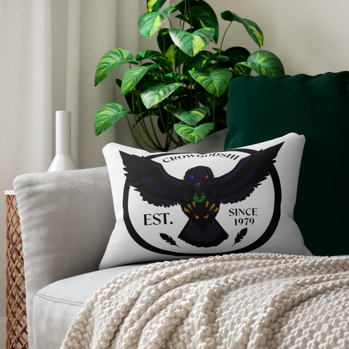 Crowgodshi First Generation Lumbar Pillow, WHITE LOGO