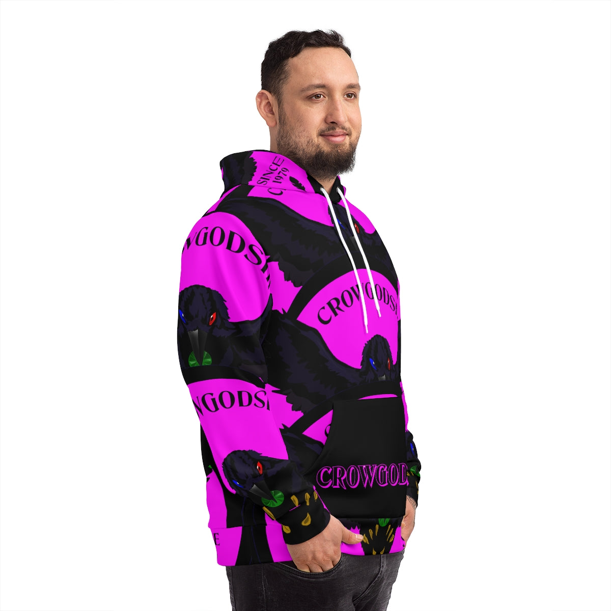 Special Edition Crowgodshi Designer Hoodie, PINK LOGO