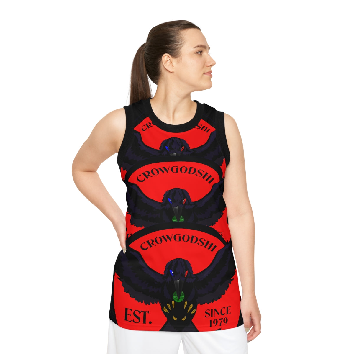 Special Edition Crowgodshi Designer Basketball Jersey, RED LOGO