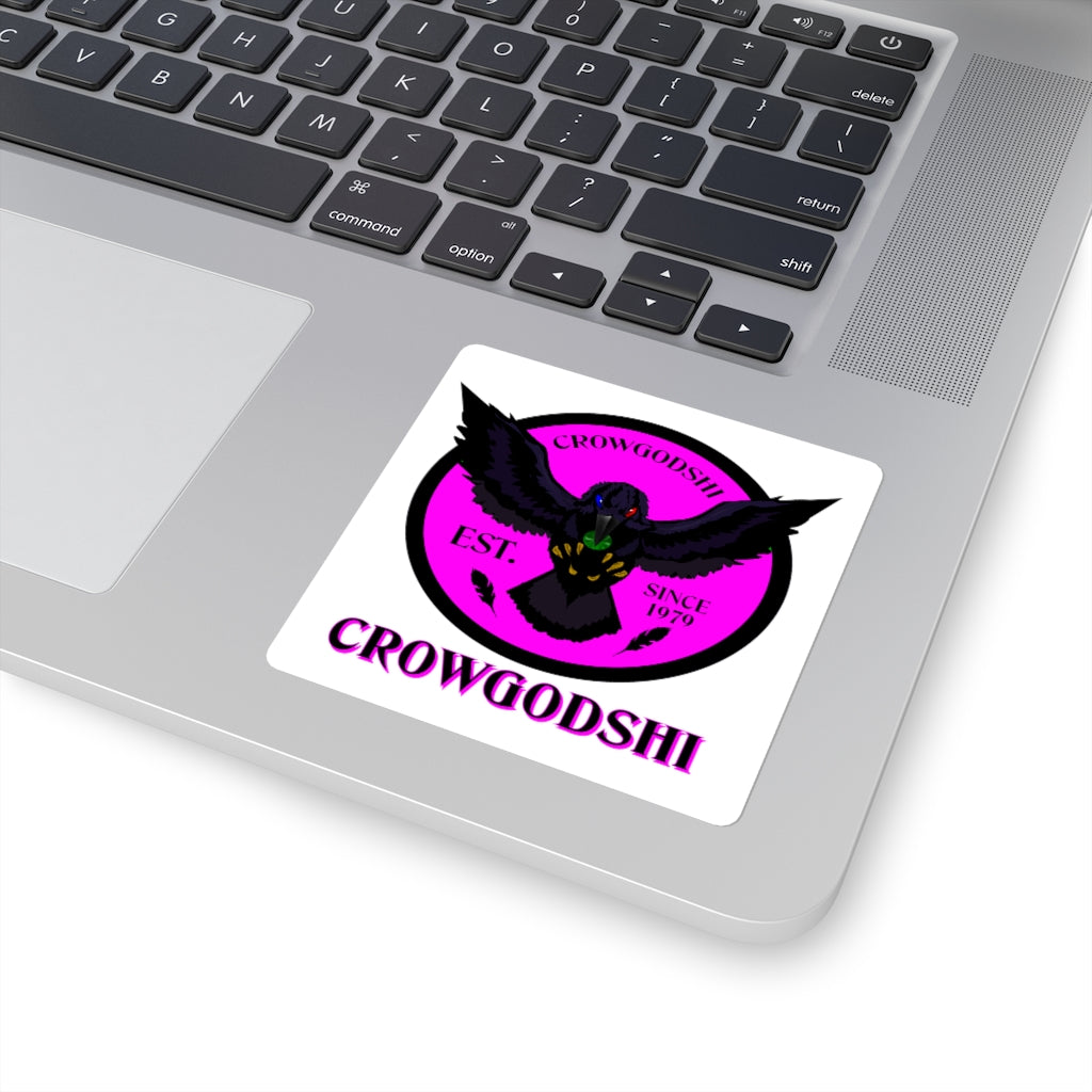 Crowgodshi Square Stickers, PINK LOGO