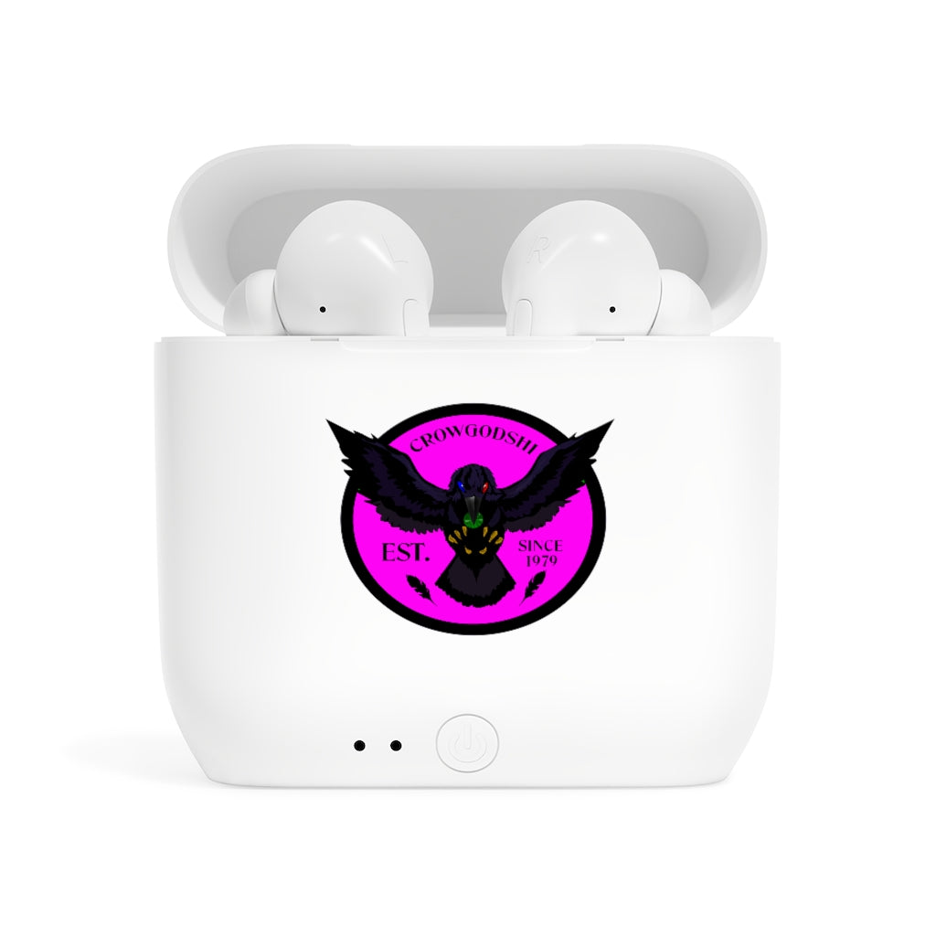 Crowgodshi Designer Essos Wireless Earbuds, PINK LOGO