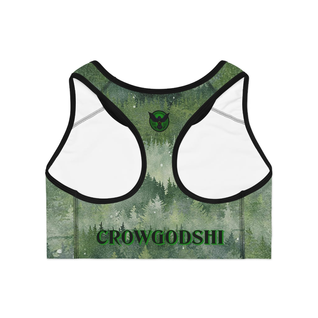 Crowgodshi Designer Forest Fog Sports Bra