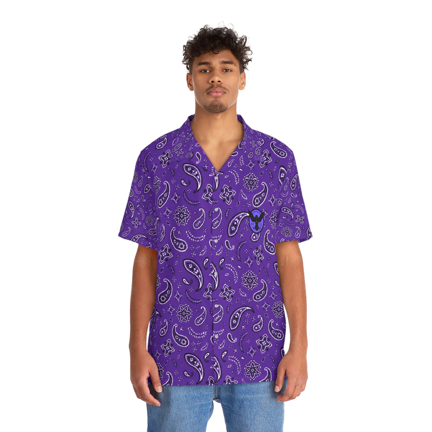 Crowgodshi Men's Purple Colors Hawaiian Shirt