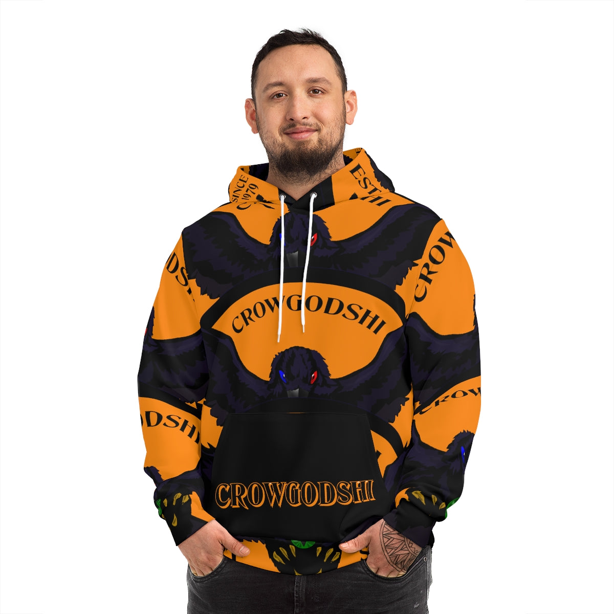 Special Edition Crowgodshi Designer Hoodie, ORANGE LOGO