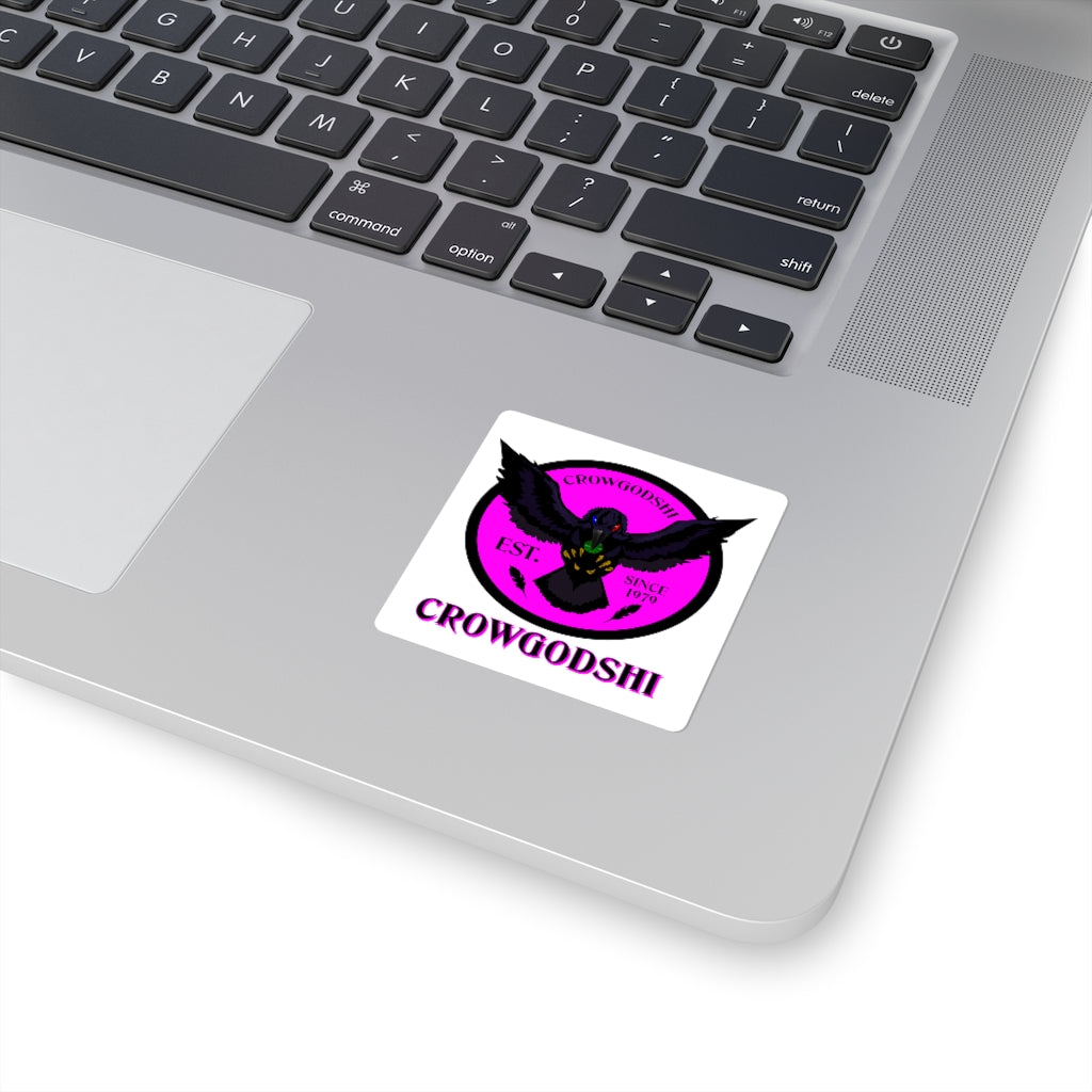 Crowgodshi Square Stickers, PINK LOGO