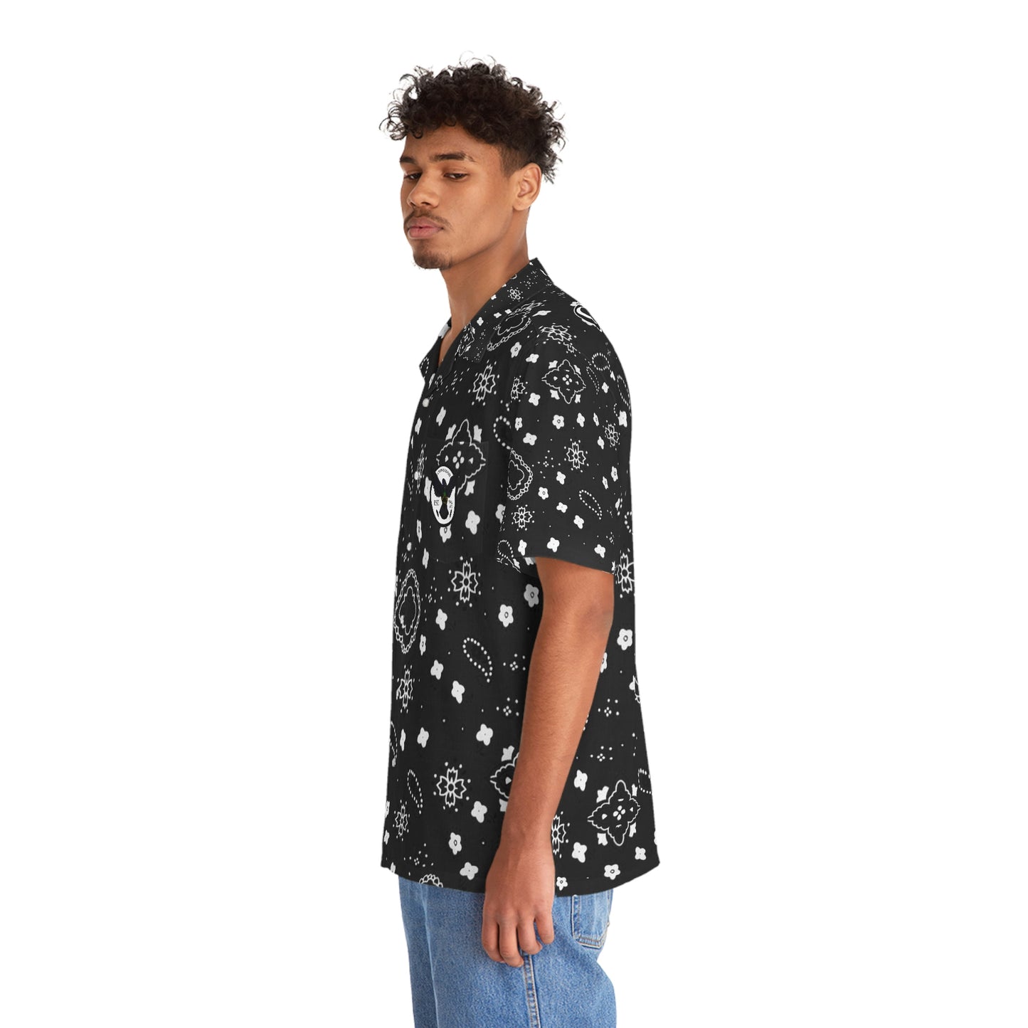 Crowgodshi Men's Black Colors Hawaiian Shirt