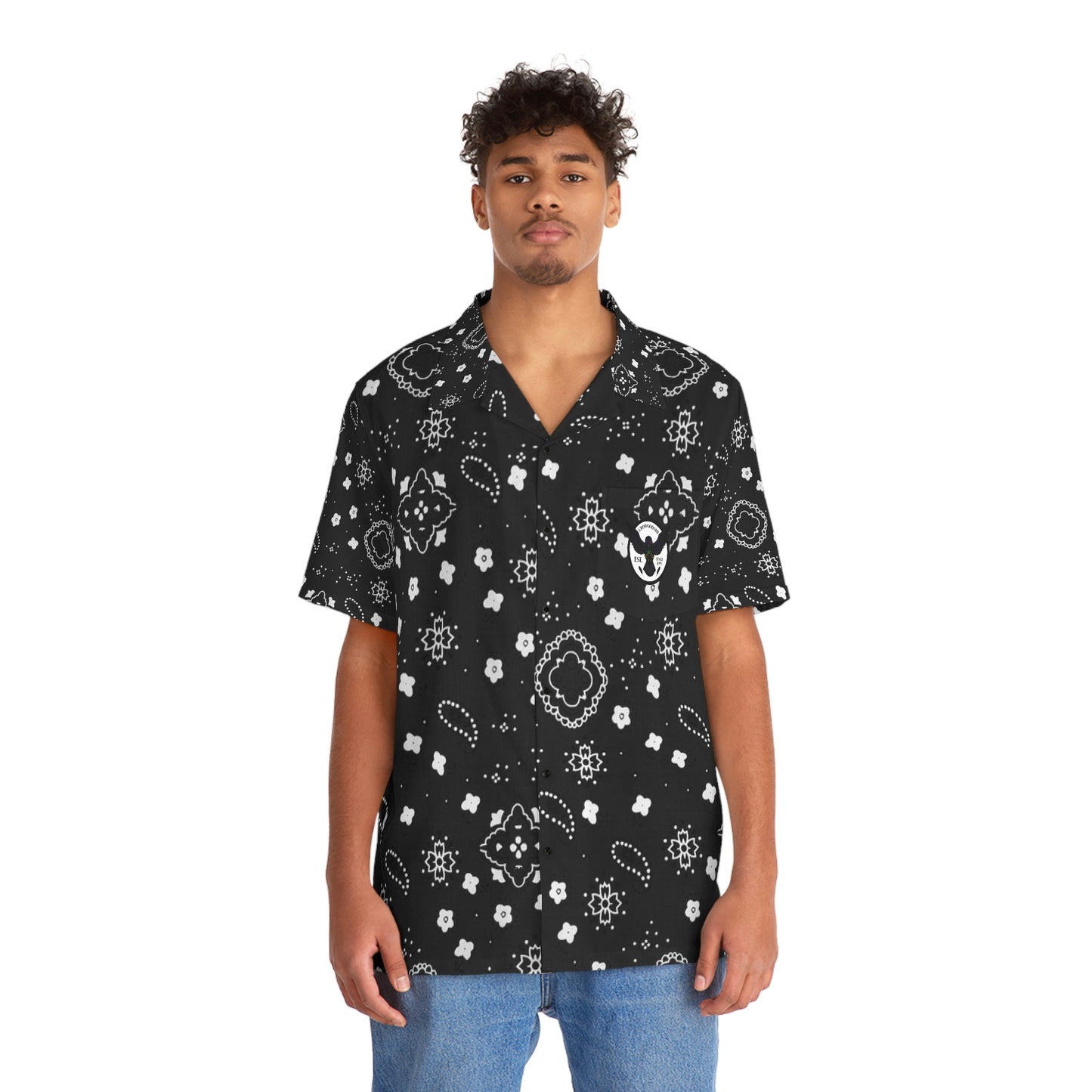 Crowgodshi Men's Black Colors Hawaiian Shirt