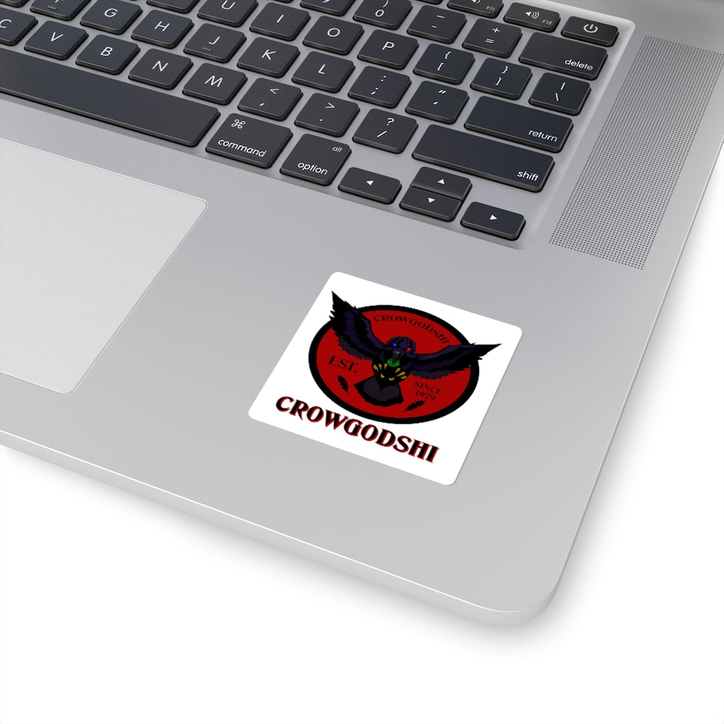 Crowgodshi Square Stickers, BURGUNDY LOGO